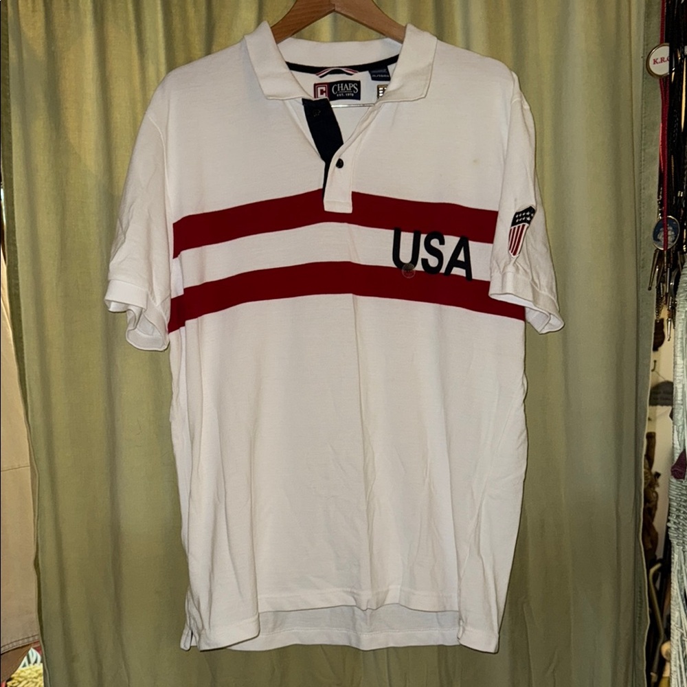 Chaps Mens XL USA Patriotic Polo Shirt Classic Design